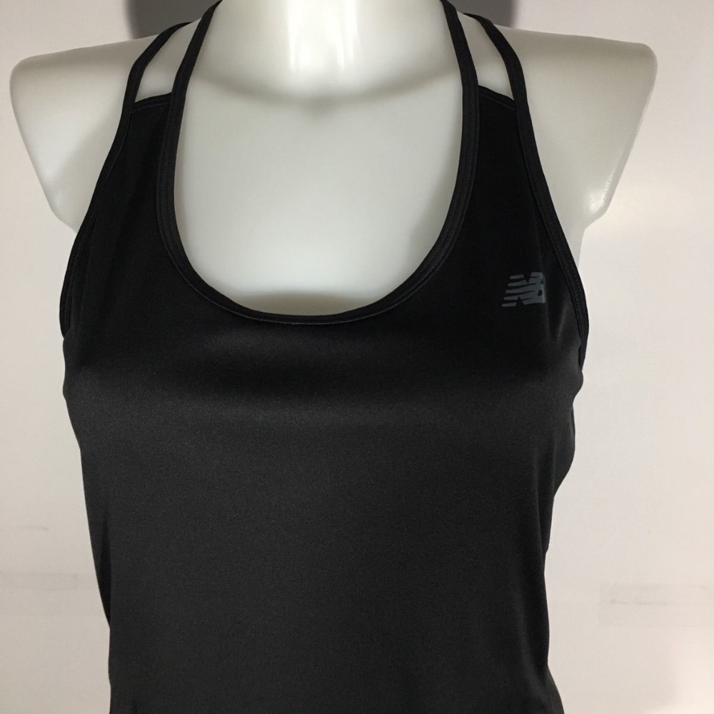 New Balance Dry Solid Black Straps Racerback Tank - image 4
